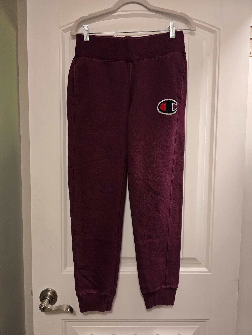 🌟7/25$ Champion Reverse Weave Sweatpants Joggers Womens Small Maroon Logo